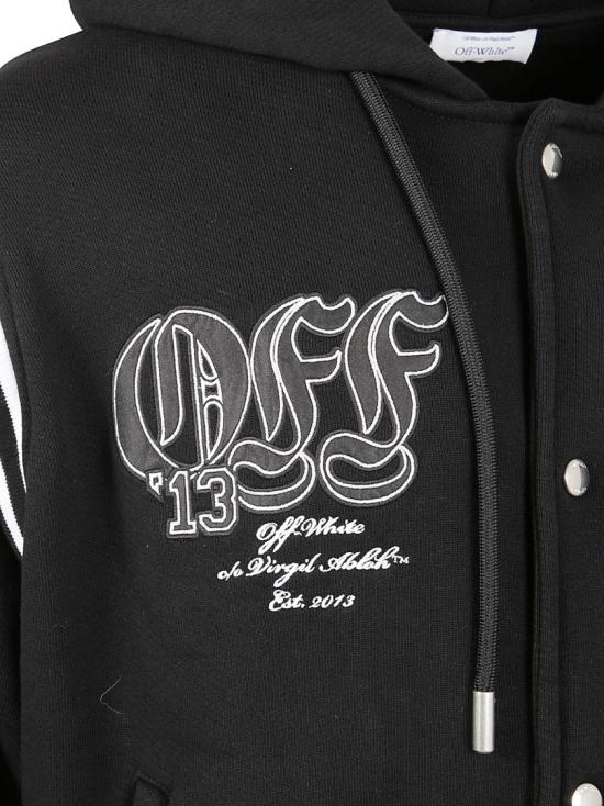 25FW 오프화이트 고딕 레터링 플리스 바시티 재킷 OMEK003F25FLE0011001 Black - OFF WHITE