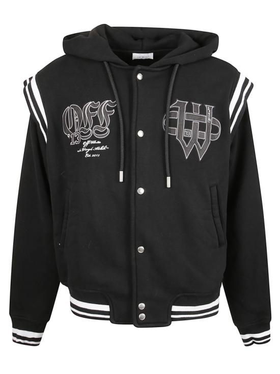 25FW 오프화이트 고딕 레터링 플리스 바시티 재킷 OMEK003F25FLE0011001 Black