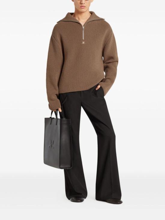 25FW 쿠레쥬 집업 니트 325MPU243FI0036 1098 Brown - COURREGES