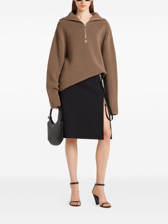 25FW 쿠레쥬 집업 니트 325MPU243FI0036 1098 Brown - COURREGES