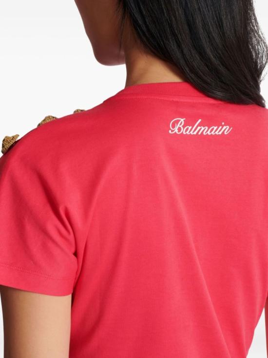26SS 발망 반팔 티셔츠 GF1EF002BD39 OFW Red - BALMAIN