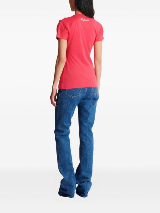 26SS 발망 반팔 티셔츠 GF1EF002BD39 OFW Red - BALMAIN