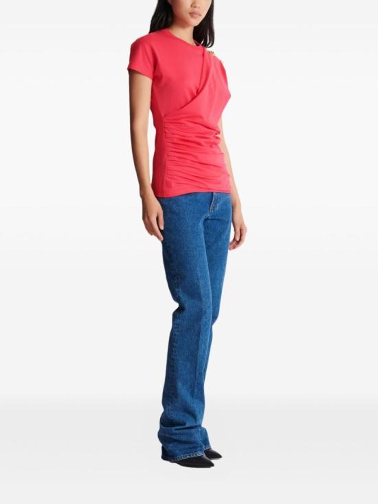 26SS 발망 반팔 티셔츠 GF1EF002BD39 OFW Red - BALMAIN