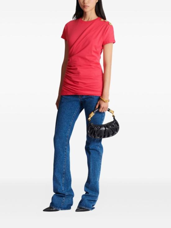 26SS 발망 반팔 티셔츠 GF1EF002BD39 OFW Red - BALMAIN