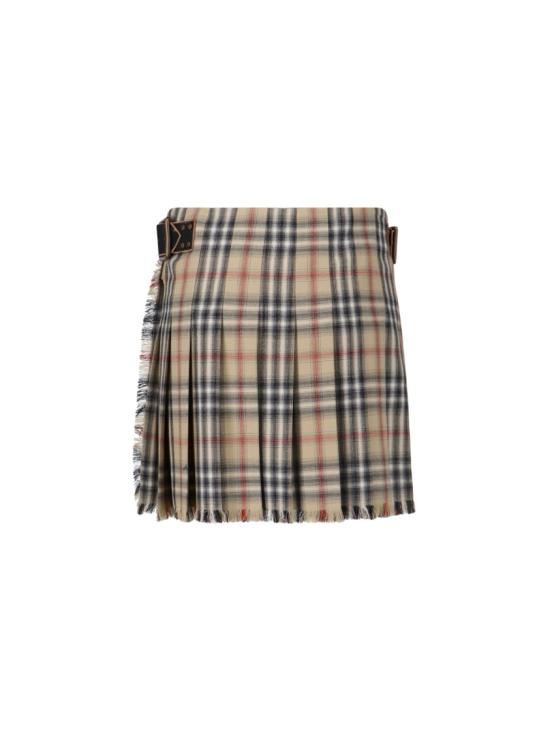 26SS 버버리 체크 울 미니 킬트 8118152B9368 Neutrals - BURBERRY