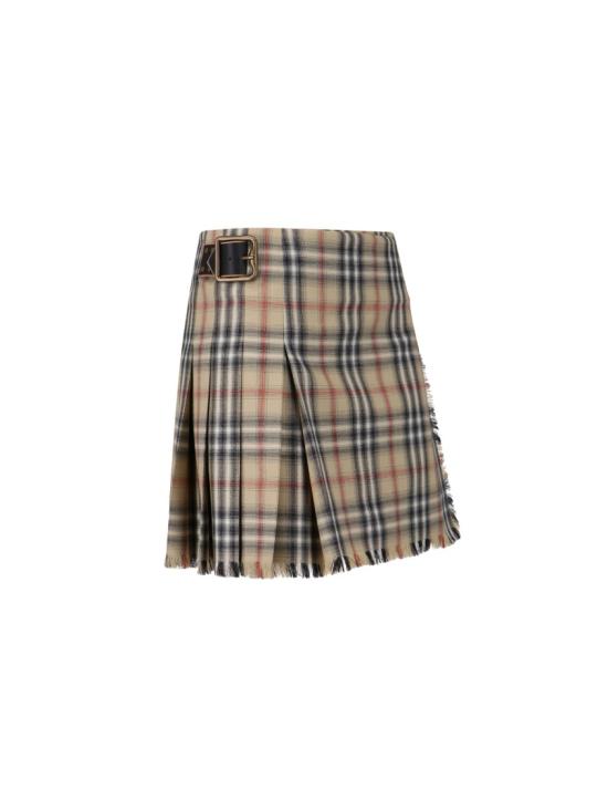 26SS 버버리 체크 울 미니 킬트 8118152B9368 Neutrals - BURBERRY