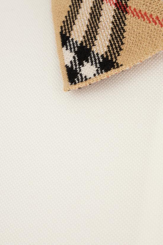 26SS 버버리 체크 칼라 코튼 폴로 셔츠 8118958 B7078 CHALK - BURBERRY