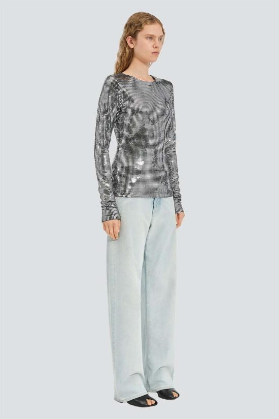  MM6 메종마르지엘라 긴팔 티셔츠 Mm6 메종 마르지엘라 실버 긴팔 상의 - MM6 MAISON MARGIELA