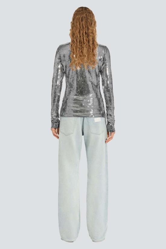  MM6 메종마르지엘라 긴팔 티셔츠 Mm6 메종 마르지엘라 실버 긴팔 상의 - MM6 MAISON MARGIELA