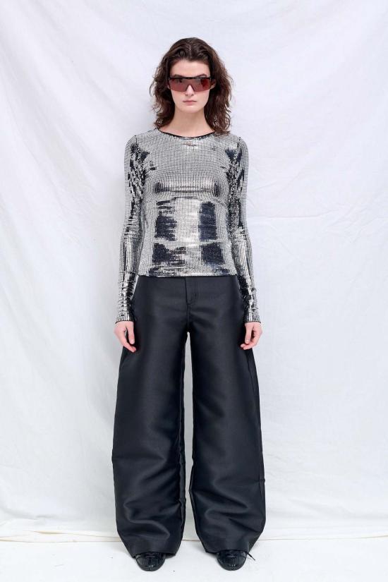  MM6 메종마르지엘라 긴팔 티셔츠 Mm6 메종 마르지엘라 실버 긴팔 상의 - MM6 MAISON MARGIELA