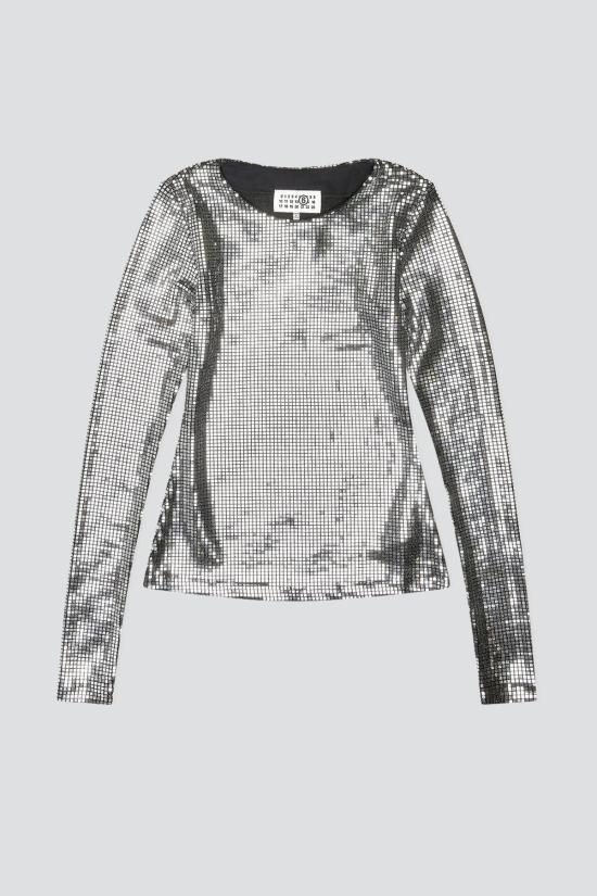  MM6 메종마르지엘라 긴팔 티셔츠 Mm6 메종 마르지엘라 실버 긴팔 상의