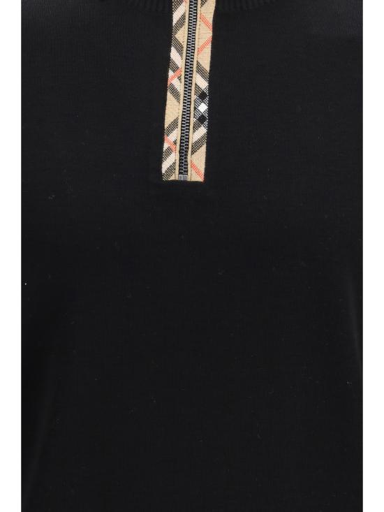 26SS 버버리 체크 트리밍 울 하프 지퍼 스웨터 8119436 A1189 BLACK - BURBERRY