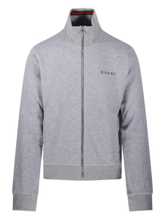 25FW 구찌 웹 사이드 심 코튼 집업 스웨트셔츠 828331XJHCX1183 Grey