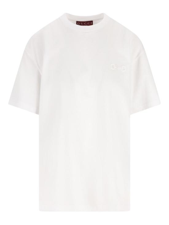 26SS 구찌 자수 코튼 저지 티셔츠 837959XJHMR9051 White
