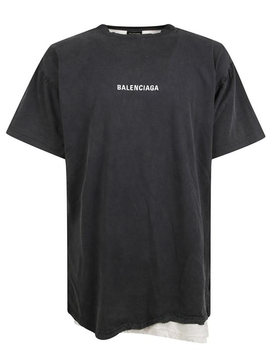  발렌시아가 백 더블 티셔츠 835512MTSVO91041 Black