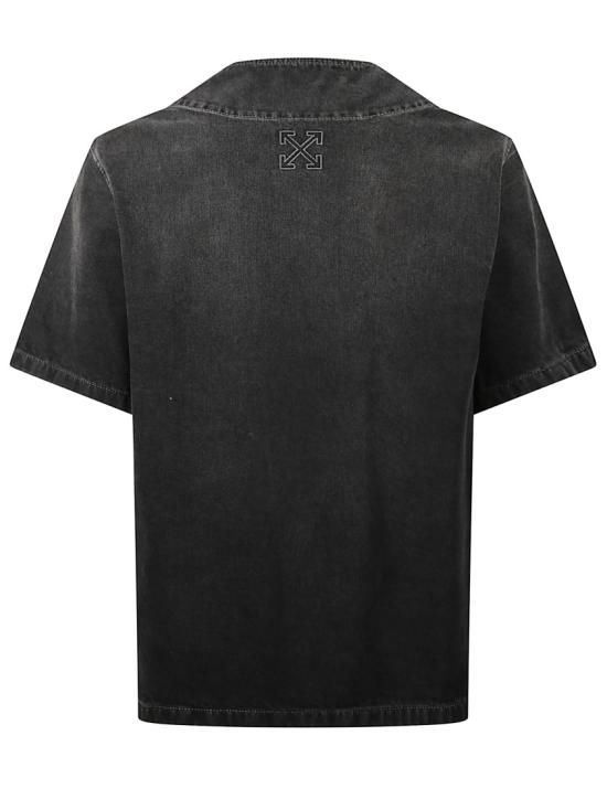 25FW 오프화이트 반팔 셔츠 OMYD05MF25DEN0011310 Black - OFF WHITE