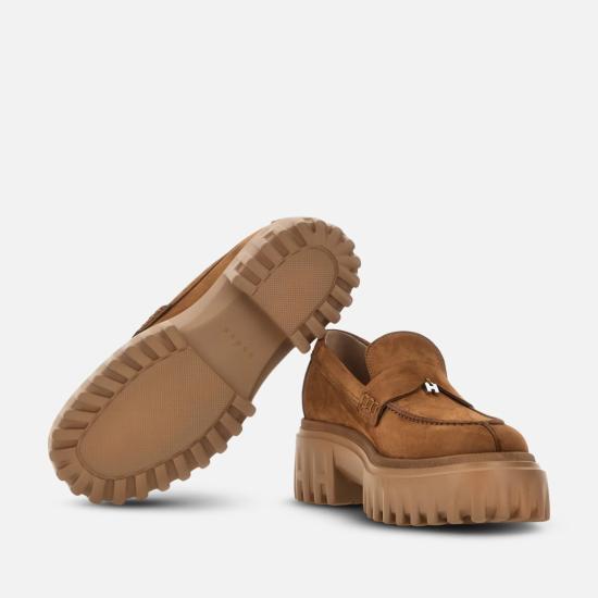 25FW 호간 플랫 슈즈 HXW7000FV506RNS600 Brown - HOGAN