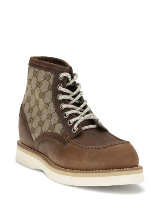 25FW 구찌 라운드 토 레이스업 앵클 부츠 831149AAEZE2541 Brown - GUCCI