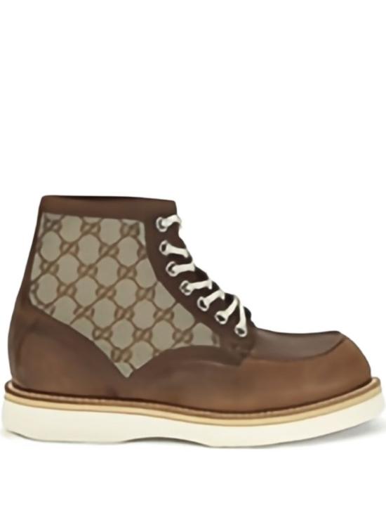 25FW 구찌 라운드 토 레이스업 앵클 부츠 831149AAEZE2541 Brown