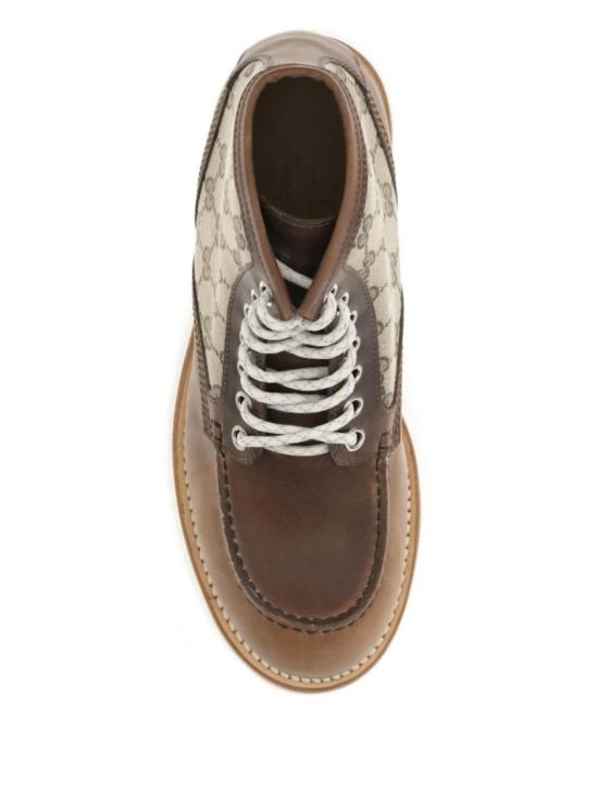 25FW 구찌 라운드 토 레이스업 앵클 부츠 831149AAEZE2541 Brown - GUCCI