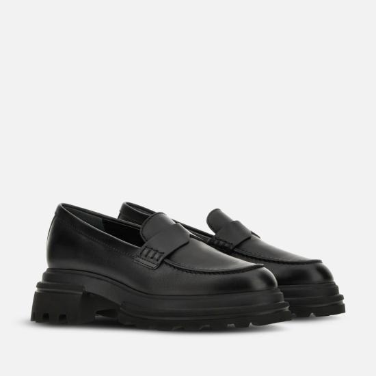 25FW 호간 플랫 슈즈 HXW6740FM5IKXTB999 Black - HOGAN