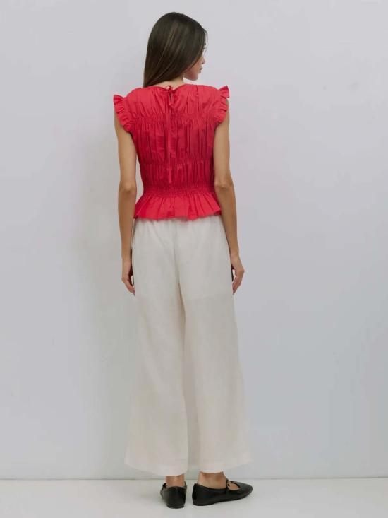  아잘레아 블라우스 아잘리아 제인 스모크드 러플 탑 레드 - AZALEA