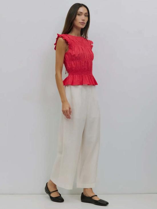  아잘레아 블라우스 아잘리아 제인 스모크드 러플 탑 레드 - AZALEA