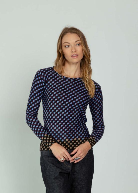  이피스 긴팔 티셔츠 에피스 그래픽 울 탑 프룬 - EPICE