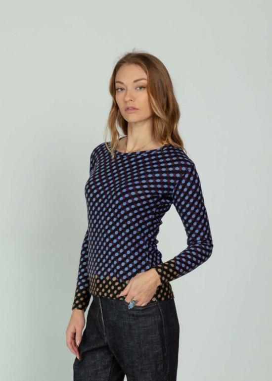  이피스 긴팔 티셔츠 에피스 그래픽 울 탑 프룬 - EPICE