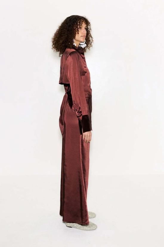  사이먼밀러 블라우스 사이먼 밀러 로크 새틴 버튼업  초코 브라운 - SIMONMILLER