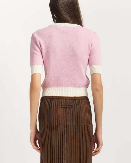  마르니 스웨터 Marni 콘트라스트 라운드넥  핑크 - MARNI