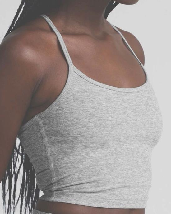  비욘드 요가 민소매 티셔츠 슬림 레이서백 크롭 탱크탑 실버 미스트