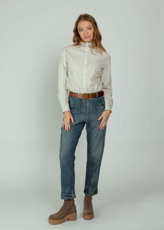  에이치플러스 하노 베셀 데님 팬츠 H+ 한노 웨셀 프루넬라 팬츠 스톤드 데님 - H+ HANNOH WESSEL