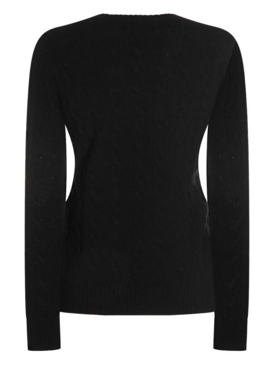 25FW 폴로 랄프로렌 포니 로고 자수 케이블 니트 v넥 스웨터  211971866 Black - POLO RALPH LAUREN