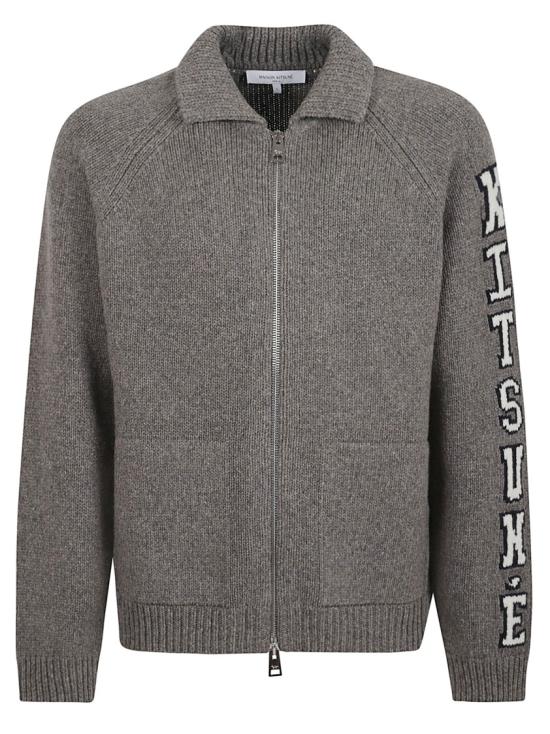 25FW 메종키츠네 컬리지 니트 울 자켓 PM02112KT1150 Grey