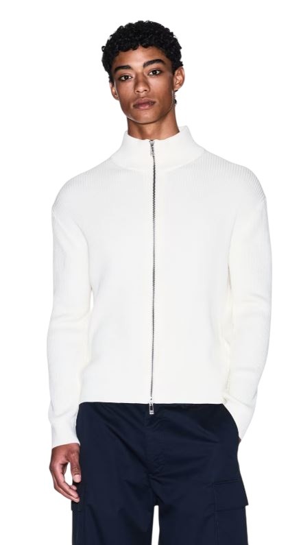 25FW 알마니 집업 니트 XM000912 White - ARMANI