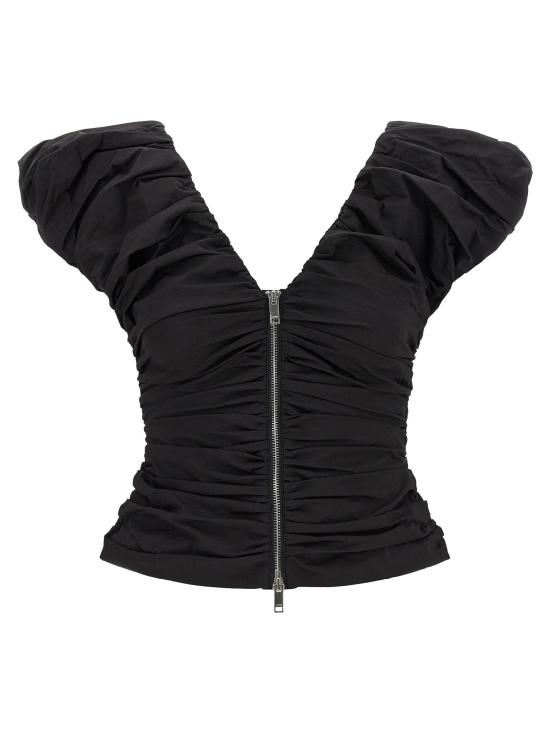 26SS 가니 투웨이 집 클로저 러치드 슬리브리스 탑 A1040071099