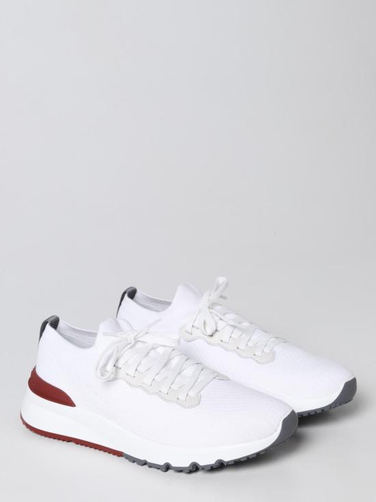 26SS 브루넬로 쿠치넬리 코튼 니트 세미 폴리쉬드 카프스킨 러너 MZUPMBO252 CJ987 White - BRUNELLO CUCINELLI