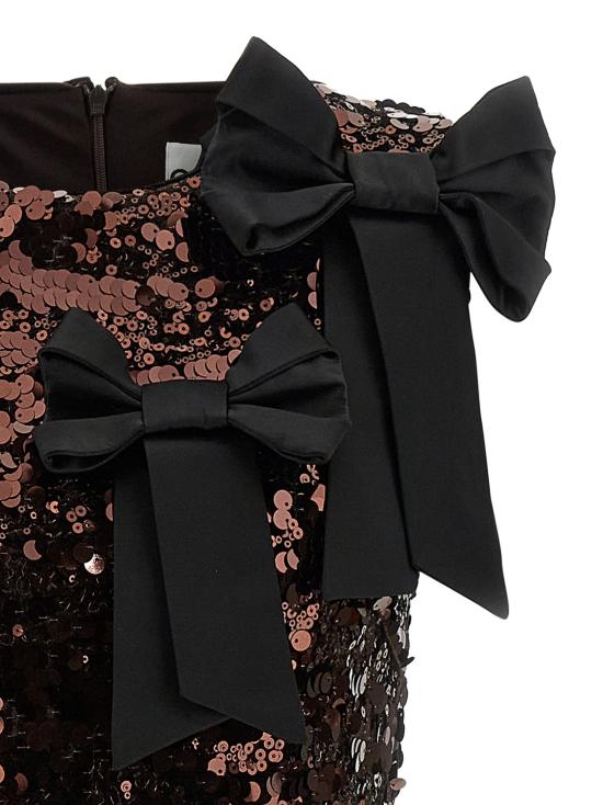 26SS 가니 시퀸 보우 숄더 미디 드레스 A1030202ZWX - GANNI