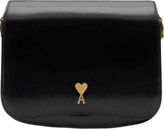 26SS 아미 스몰 하트 로고 글레이즈드 레더 파리 백 ULL717AL0139001 BLACK
