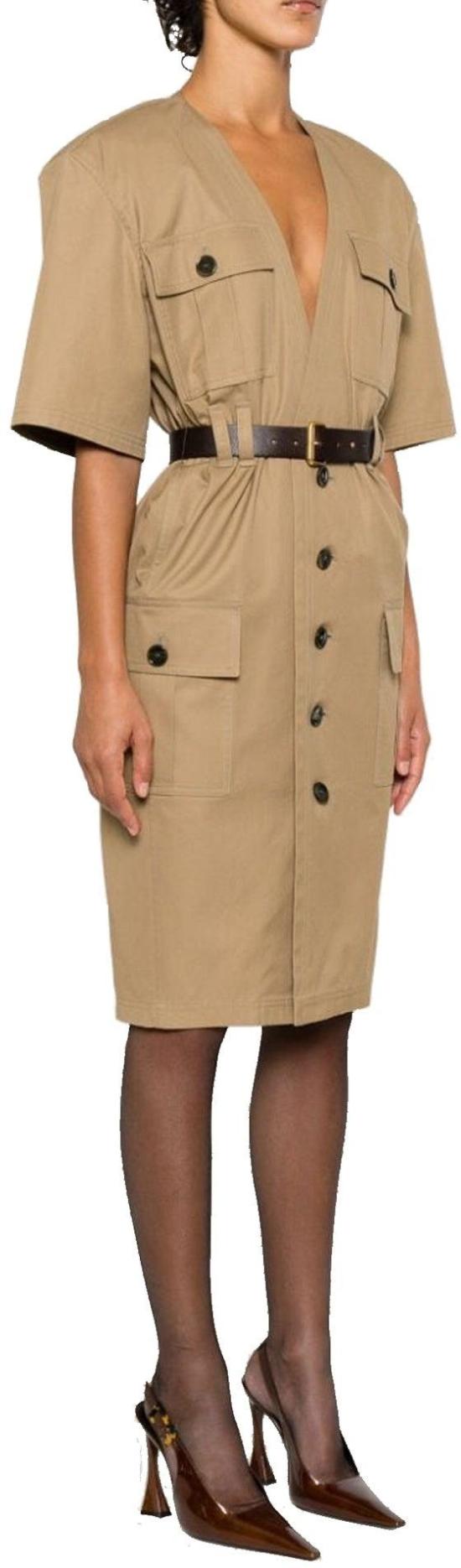  생로랑 트윌 코튼 드레스 790089Y3A992611 BEIGE - SAINT LAURENT