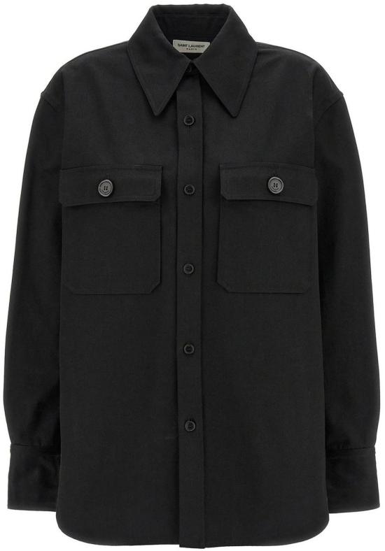  생로랑 긴팔 셔츠 786696Y1A621000 BLACK