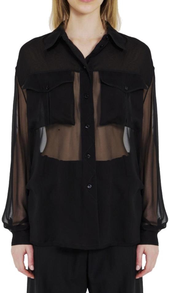  생로랑 긴팔 셔츠 788262Y115W1000 BLACK - SAINT LAURENT