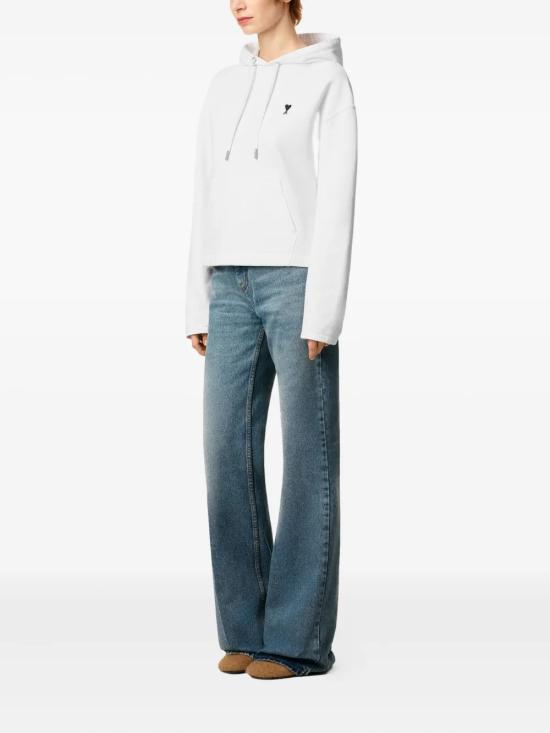 26SS 아미 ADC 콘트라스트 하트 후드 티셔츠 FSW767 730100 White - AMI