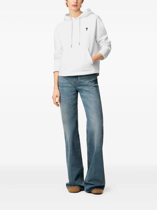 26SS 아미 ADC 콘트라스트 하트 후드 티셔츠 FSW767 730100 White - AMI