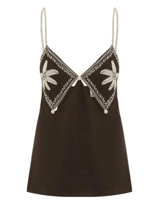  알레메 블라우스 Alemais Leandra Corded Cami 탑 초콜릿