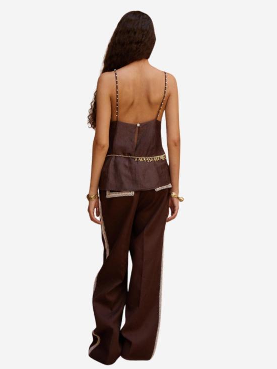  알레메 블라우스 Alemais Leandra Corded Cami 탑 초콜릿 - ALEMAIS