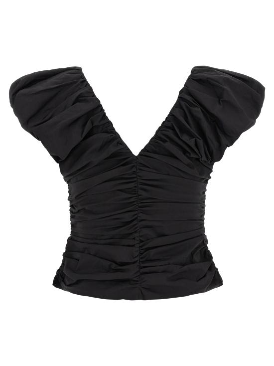 26SS 가니 투웨이 집 클로저 러치드 슬리브리스 탑 A1040071099 Black - GANNI