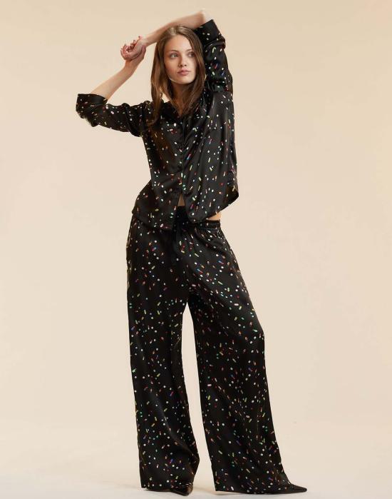  신시아 로리 라운지 웨어 신시아 로울리 필 PJ 라운지 탑 블랙 멀티 - CYNTHIA ROWLEY