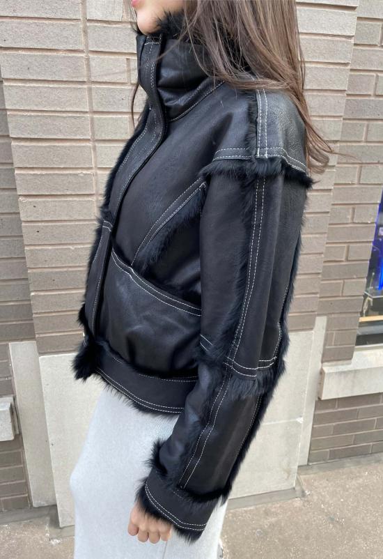  더 엔케이씨 스토어 가죽 자켓 NKC 스토어 인조 가죽 토끼털 재킷 - The NKC Store